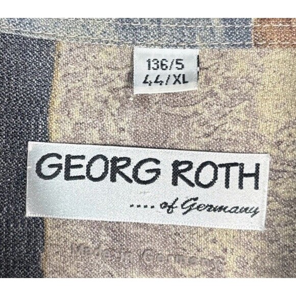 Georg Roth Of Germany Shirt Mens Size XL Plaid Abstract Water Colors Artsy Retro - Picture 8 of 15